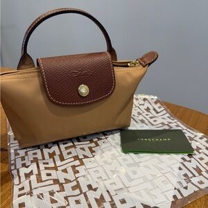 Longchamp Le Pliage Original Pouch with handle - Fawn